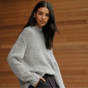 Jenni Kayne Moritz Mockneck Pullover Grey Marl Size XS New